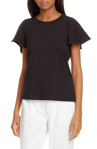 A.l.c Carrie Flutter-sleeve Cotton Tee In Black