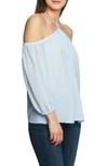 1.state Off The Shoulder Sheer Chiffon Blouse In Opal Waters