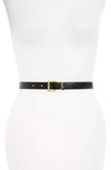 SAINT LAURENT MONOGRAM SKINNY PATENT LEATHER BELT,554465DND0J