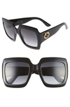 GUCCI 54MM SQUARE SUNGLASSES - BLACK/ GREY,GG0053S00154