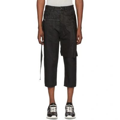 Rick Owens Drkshdw Black Combo Collapse Cropped Jeans In Blkblk9909