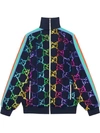 Gucci Technical Jersey Jacket With Gg Sequins In Blue