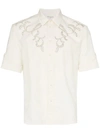 SAINT LAURENT SAINT LAURENT WESTERN-STYLE SHORT-SLEEVED EMBROIDERED COTTON SHIRT - 大地色