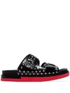 ALEXANDER MCQUEEN BLACK STUDDED DOUBLE-STRAP LEATHER SANDALS