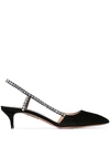 AQUAZZURA 45 CRYSTAL EMBELLISHED SLINGBACK PUMPS