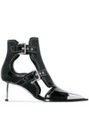 ALEXANDER MCQUEEN BLACK BUCKLE-UP PATENT LEATHER ANKLE BOOTS