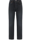 Re/done Stovepipe Raw Hem Jeans In Black