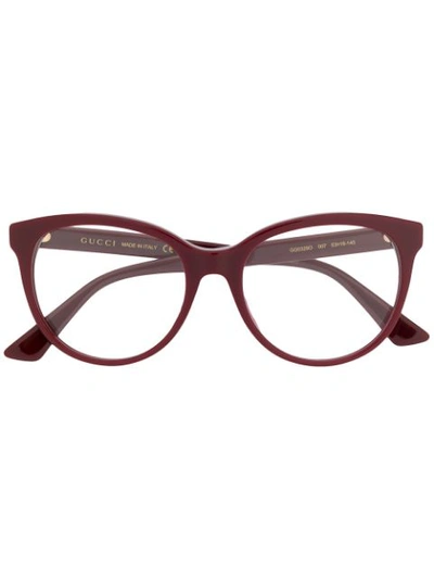 Gucci Eyewear Oval Frame Glasses - 红色 In Red