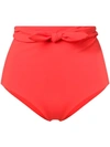 Mara Hoffman Jay High-waist Tie-front Bikini Bottoms In Red Coat