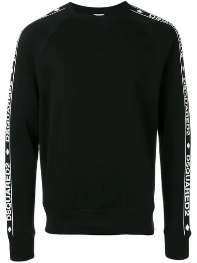 Dsquared2 Logo-tape Cotton-jersey Sweatshirt In Black