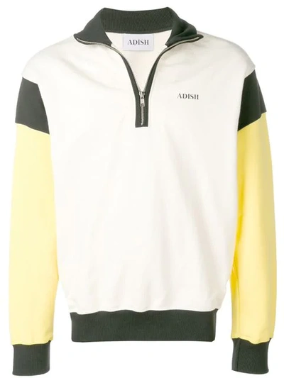 Adish Sweatshirt In Colour-block-optik In Off White/yellow/black