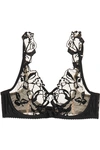 AGENT PROVOCATEUR FRANCESCA EMBROIDERED TULLE AND SATIN UNDERWIRED BRA