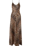 GANNI LEOPARD-PRINT STRETCH-SILK SATIN MAXI DRESS