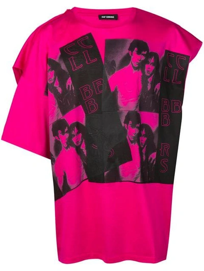 Raf Simons Deconstructed-sleeve Cotton-jersey T-shirt In Fuchsia