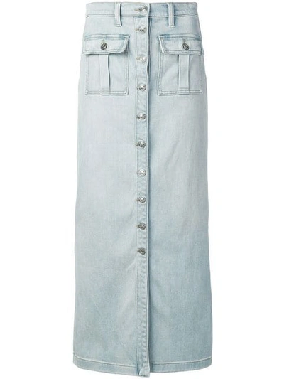 Current Elliott The Surfview Faded Denim Maxi Skirt In Light Denim