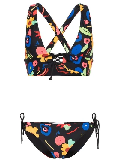 Onia Victoria Erika Floral Print Bikini - 黑色 In Black