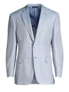 BRIONI Sky Blue Virgin Wool, Silk & Linen Herringbone Sportcoat