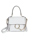 Chloé Small Faye Leather Satchel In Light Cloud/gold/silver