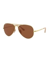 Ray Ban Men's Evolve Polarized Metal Aviator Sunglasses In Brown