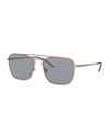Ray Ban Ray-ban Unisex Brow Bar Square Sunglasses, 55mm In Brown