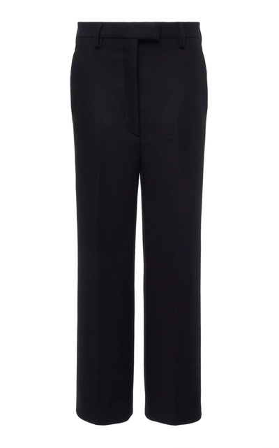 Prada Cropped Wool-crepe Straight-leg Pants In Black