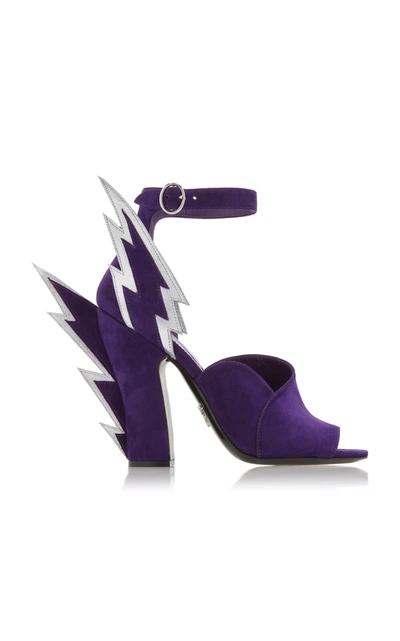 Prada Women's Embellished Suede Sandals In Purple