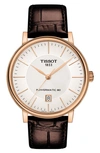 TISSOT PREMIUM CARSON POWERMATIC 80 LEATHER STRAP WATCH, 40MM,T1224073603100