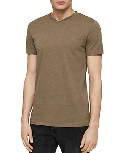 Allsaints Tonic V-neck Tee In Bark Green Marl