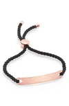 Monica Vinader Engravable Havana Mini Friendship Bracelet In Rose Gold/ Black
