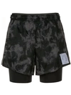 SATISFY TIE DYE LAYERED TRACK SHORTS