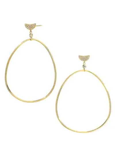 Celara 14k Yellow Gold & Diamond Frontal Hoop Earrings