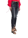BEN TAVERNITI UNRAVEL PROJECT SKINNY JEANS WITH LETHER LACE AND SNAP BUTTONS ALONG THE SIDES,10889225