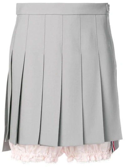 Thom Browne Lace Trim Bloomer Miniskirt In Grey