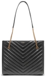 SAINT LAURENT TRIBECA MEDIUM QUILTED TEXTURED-LEATHER TOTE