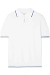 ADAM SELMAN SPORT POINTELLE-TRIMMED KNITTED POLO SHIRT