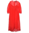 SIMONE ROCHA Lace Trim Dropped Sleeve Dress in Red