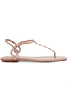 AQUAZZURA ALMOST BARE CRYSTAL-EMBELLISHED LEATHER SANDALS