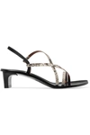 ATP ATELIER NASHI SNAKE-EFFECT LEATHER SLINGBACK SANDALS