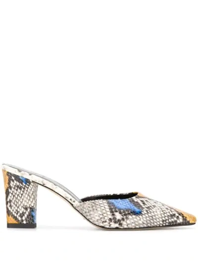 Aeyde Python Effect Mules In Grey