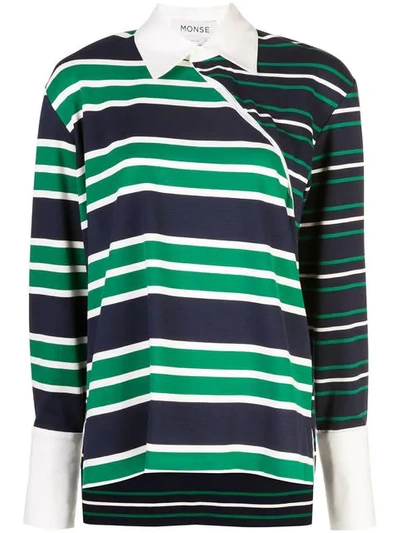 Monse Striped Twisted Rugby Top In Blue