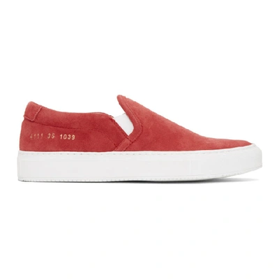Common Projects Woman By  Red Suede Slip-on Trainers In 1039 Red