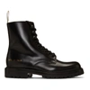 Common Projects Leather Combat Boots In Black