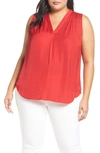 Vince Camuto Plus Shirred Sleeveless Top In Fireside