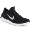 Nike Women's Free Rn Flyknit 2018 Running Shoes, Black In Black/ Black/ White