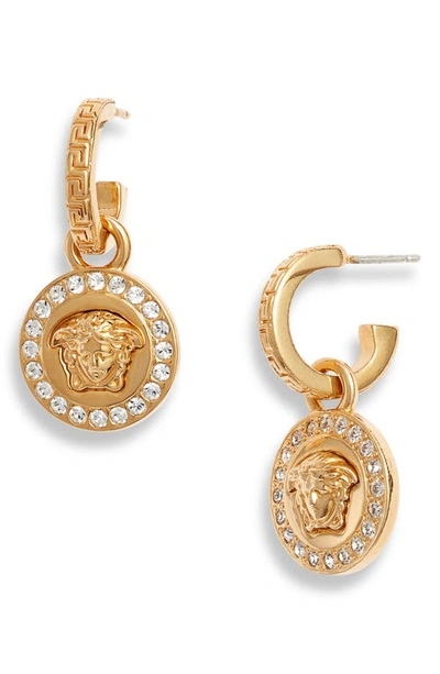 Versace Greca And Medusa Drop Earring In Gold