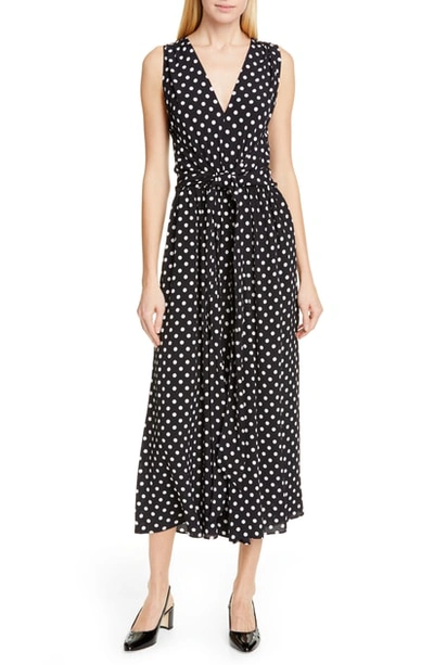 Kate Spade Lia Polka-dot Sleeveless Wide-leg Crop Jumpsuit In Black/ French Cream