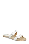 Alexandre Birman Clarita Metallic Leather Flat Espadrille Sandals In White