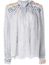 ROSIE ASSOULIN ROSIE ASSOULIN STRIPED BEADED BLOUSE - WHITE