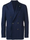 LARDINI LARDINI DOUBLE-BREASTED BLAZER - BLUE