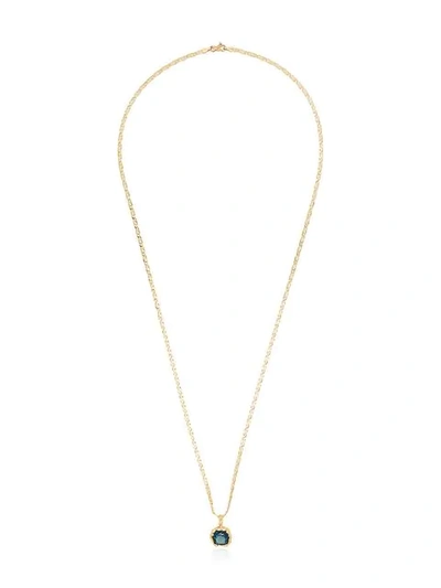 Anais Rheiner 18k Yellow Gold Topaz Pendant Necklace In Blue
